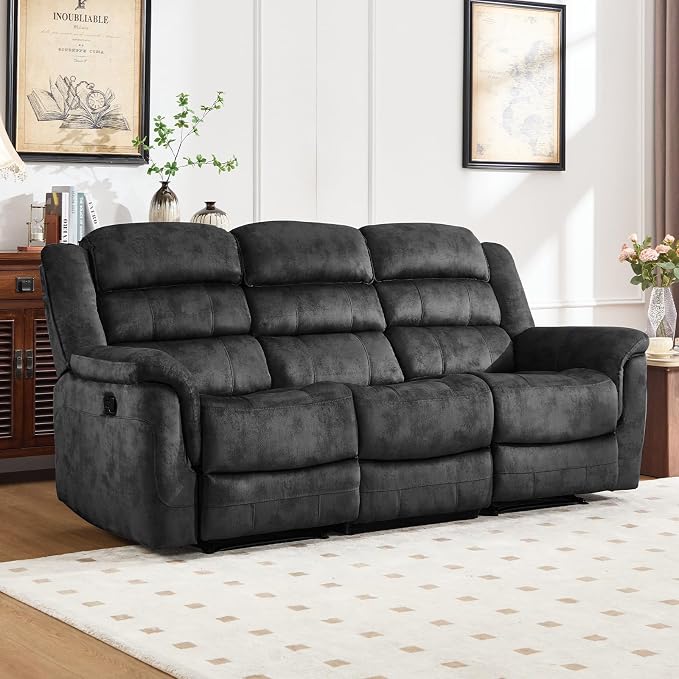 EBELLO Reclining Sofa for Living Room, Extra Wide Modern Overstuffed 3 Seat by EBELLO