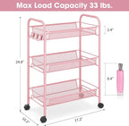 TOOLF 3 Tier Rolling Cart Pink - Image 6