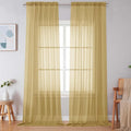 Simplebrand Gold Sheer Curtains 108 Inches Long, Extra Long Rod Pocket Solid by Simplebrand