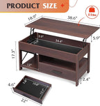 WLIVE Lift Top Coffee Table, Hidden Compartment, Wooden Lift Tabletop Center - Image 6