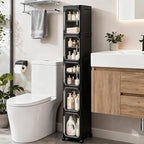 5-Tier Tall Narrow Storage Cabinet, Slim Bathroom Storage Cabinet by Lifelongpal