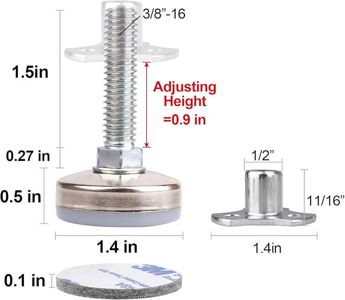 Heavy Duty Furniture Leveling Feet Adjustable Furniture Leg Levelers - Image 2