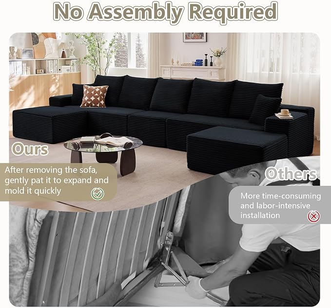 167.7" Sectional Cloud Couch for Living Room, Modular Floor Deep-Seat Sofa - Image 4