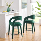 Modway EEI-6566-GRN-BLK Pinnacle Performance Velvet Counter Stool Set of Two - Image 2