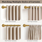 Modern Gold Curtain Rods for Windows 28 to 48 Inch 1" Diameter Adjustable Heavy - Image 4