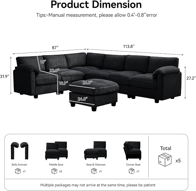114'' V-Shaped Sectional Cloud Couch - Image 2