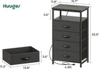 Huuger Night Stand with Charging Station, 4 Drawer Dresser - Image 3