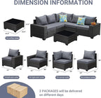 Jing's Villa 6-Piece Patio Furniture Set, All-Weather Outdoor Wicker Sectional - Image 2