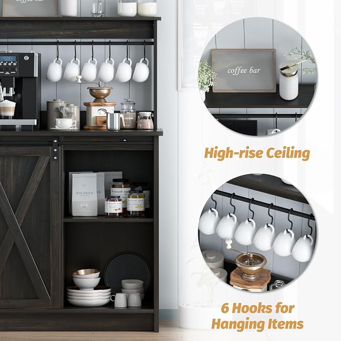 4ever2buy Farmhouse Coffee Bar Cabinet - Image 5
