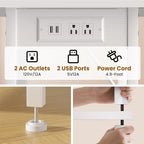 Asgolion Tall Side Table with Charging Station, Skinny End Table Nightstand - Image 5