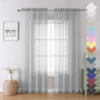 Light Grey Sheer Curtains 84 Inch Length 2 Panels, Balance Light & Privacy by Lecloud