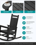 SERWALL Outdoor Rocking Chair Set of 2, HDPE Rocking Chairs - Image 4