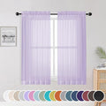 Light Purple Sheer Curtains 54 Inch Length 2 Panels Set, Rod Pocket Voile Sheer by OWENIE