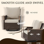 HOMREST 3 Piece Outdoor Swivel Chair Set, Wicker Patio Bistro Set - Image 3