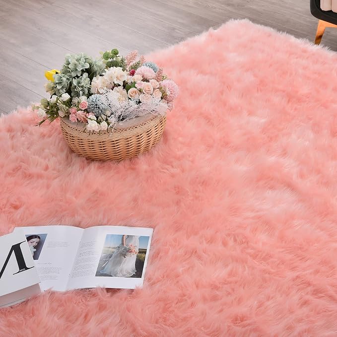 ORINOVA Pink Shag Washable 5x7 Area Rugs - Image 6