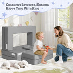5 Pcs Modular Kids Play Couch, Toddler Couches That Fold Out, Plush Foam Chair - Image 4