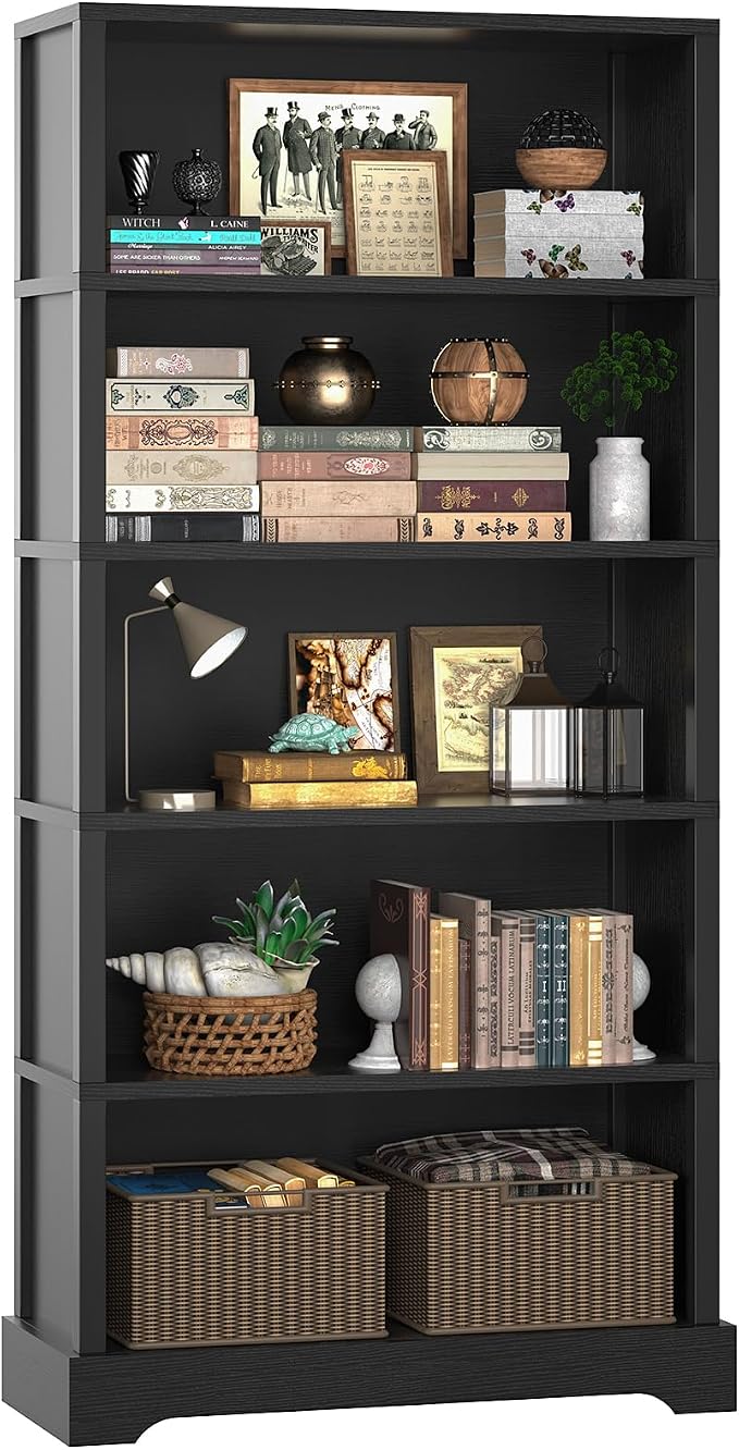 TVU 5-Tier Wooden Bookshelf, 31.5" W Standing Book Shelf by TVU