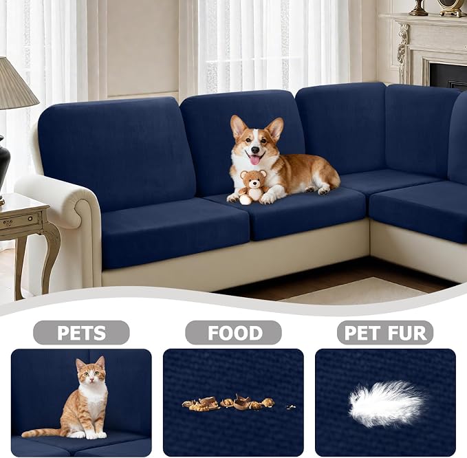 Arfntevss Velvet Corner Sectional Couch Covers Slipcovers L Shape Couch Cushion - Image 4