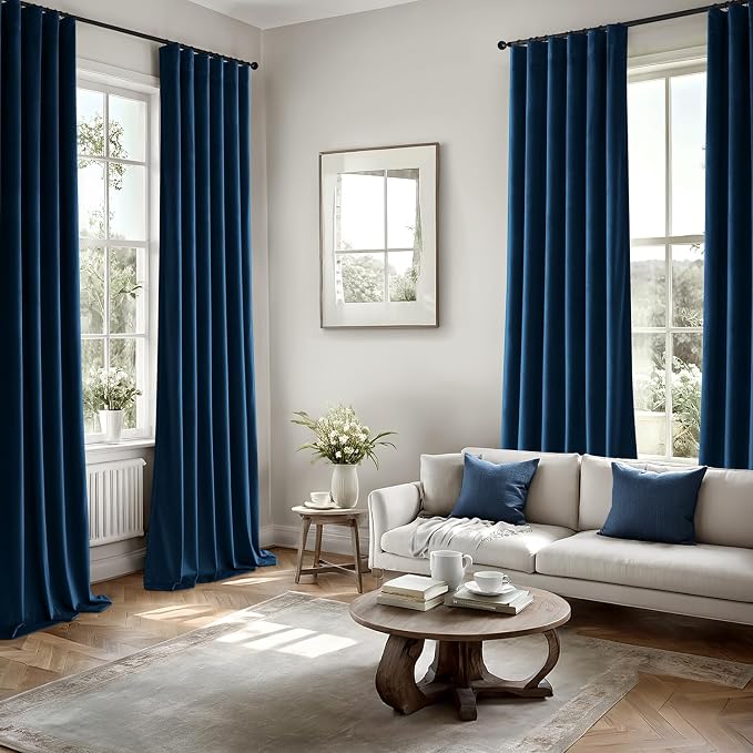 MIULEE Velvet Curtains 50W x 108L 2 Panels Navy Blue Blackout Curtains | Luxury - Image 5