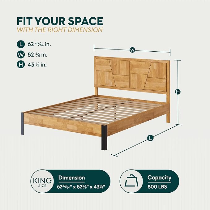 Bme Trapeze Queen Bed Frame – Modern Solid Wood Bed - Image 2