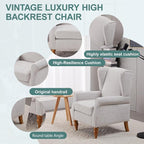 Upholster Accent Armchair & Side Table 2-Piece Set, Chenille Vintage Style - Image 5