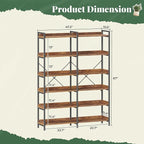Huuger 6 Tier Bookshelf, Corner Bookshelf - Image 2