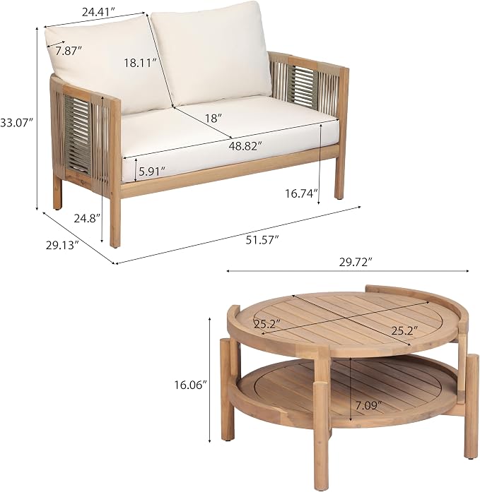 Christopher Knight Home 5-Piece Acacia Wood Patio Furniture Set - Image 4