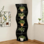 VECELO Wavy Corner Shelf with LED Light, Decorative 6-Tier Corner Display - Image 6