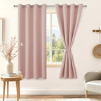 Blackout Curtains for Bedroom, 52 x 63 Inches Length Blush 2 Panels | Thermal - Image 8
