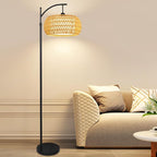 Arc Floor Lamps for Living Room Rattan Boho Floor Lamp - Image 9