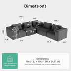 Novilla 106" Modular Sectional Sofa, Modern Cloud Sectional Couch - Image 2