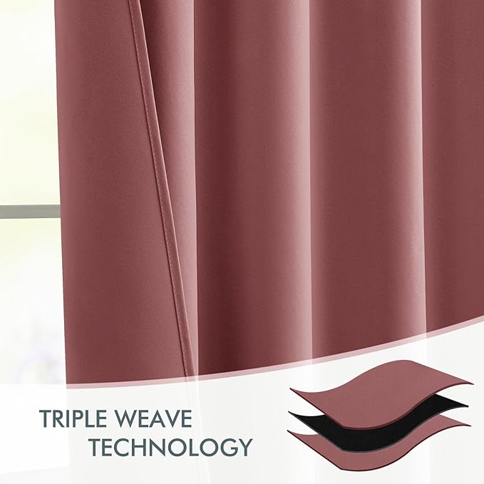 MIULEE Dusty Rose Back Tab Blackout Curtains 52x72 Inches Long 2 Panels Set | - Image 7