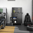 SUXXAN Black Tool Cart with Pegboard and 4 Hooks, Garage Storage Cabinet on - Image 2
