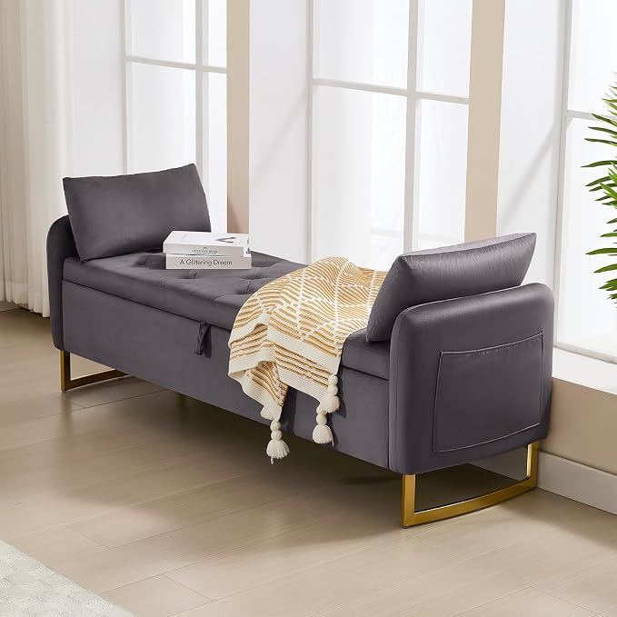 65" End of Bed Storage Bench, Modern Storage Benches - Image 8
