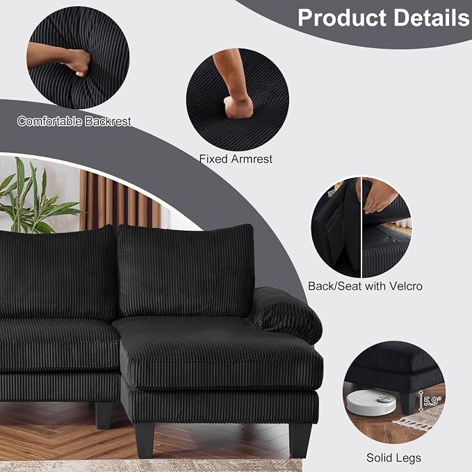 Karl home 111" Sectional Sofa U-Shaped 4-Seat Couch - Image 4
