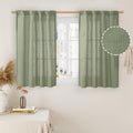 Kitchen Window Linen Curtains 40 Inch Length 2 Panels, Sage Green | Semi Sheer by LAMIT