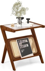 Giantex Rattan Side Table, Boho Nightstand - Image 8