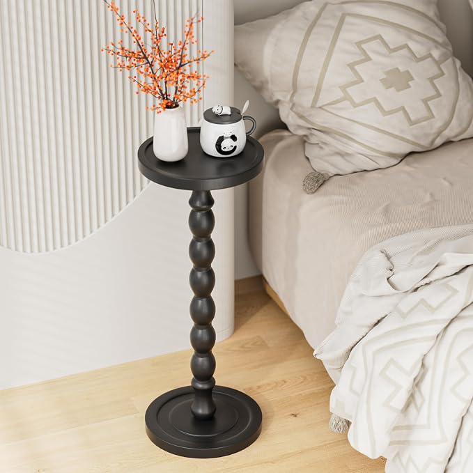 Rubber Wood‌ Small Side Table, Solid Wood‌ Round End Tables - Image 8