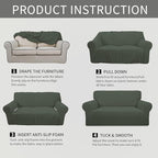 Easy-Going Stretch Loveseat Couch Covers Washable Olive Green | 1-Piece - Image 5