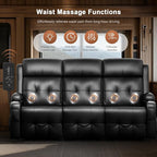 RV Loveseat Recliner Sofa, 3 Seater Massage Wall Hugger Reclining Couch - Image 4
