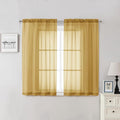 Gold Sheer Curtains 54 Inch Length 2 Panels, Light Filtering Voile Curtain by Lecloud