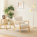 VINGLI Cozy Living Room Chairs, Coarse Linen Beige Accent Chairs Set of 2 - Image 8