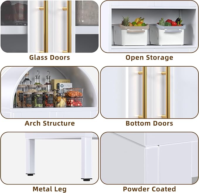 VEXPOR 73" Tall Arched Kitchen Pantry Cabinet - Image 4