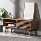 mopio Ensley 46" TV Stand with Slatted Door, Mid Century Modern Entertainment by MopioInc