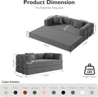 79in Convertible Sofa Bed, Corduroy Boneless Couch Bed, Futon Sleeper Sofa Pull - Image 2