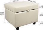 H&B Luxuries Tufted Leather Square Flip Top Storage Ottoman Cube Foot Rest - Image 3