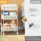 3-Tier Baby Diaper Caddy Cart Organizer, Mobile Nursery Storage Carts - Image 5