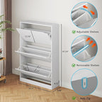 BORNOON Shoe Cabinet with 3 Flip Drawers, Hidden Wood Shoe Cabinet, - Image 2