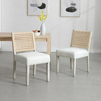 LZAREAL Farmhouse Dining Chairs Set of 4 Linen Fabric Upholstered Accent Side - Image 3