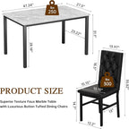 Hooseng Dining Table Set for 4, Faux Marble Small Kitchen Table Chairs Set of 4 - Image 6